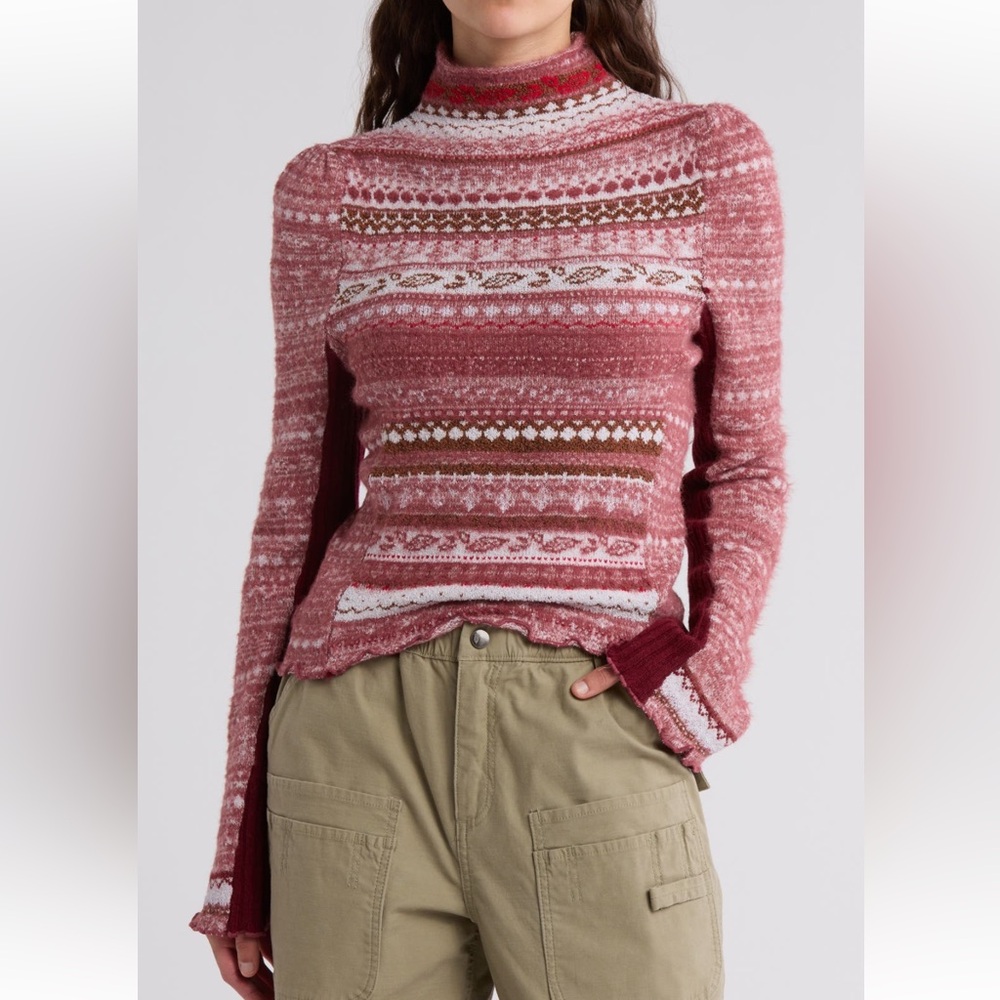 FREE PEOPLE BALI JUNIPER TURTLE NECK SWEATER SHIRT TOP SIZE S MSRP $148.00 NWT
